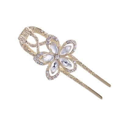 Gold crystal flower large hair clip